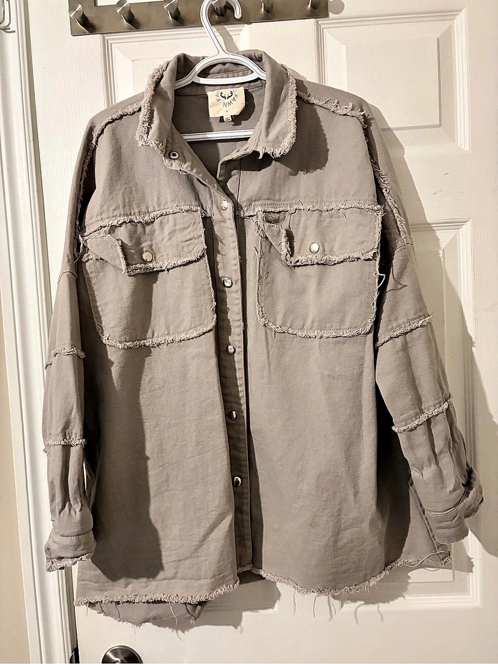 Fantastic Fawn Stay Wild Denim Shacket Gray